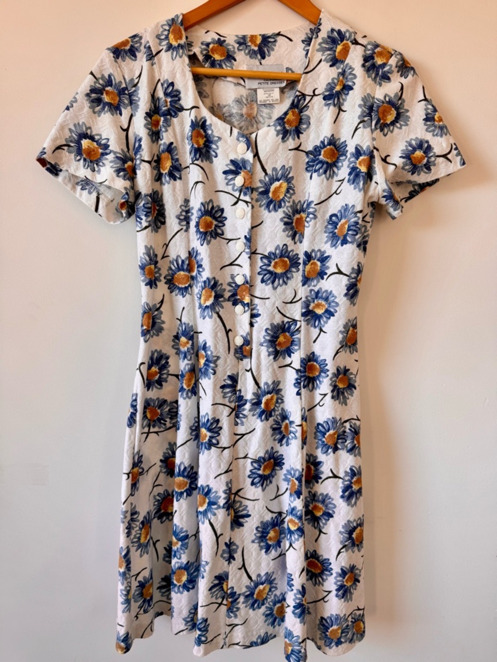 Vintage Floral Print Short Sleeve Spring Dress Size 10